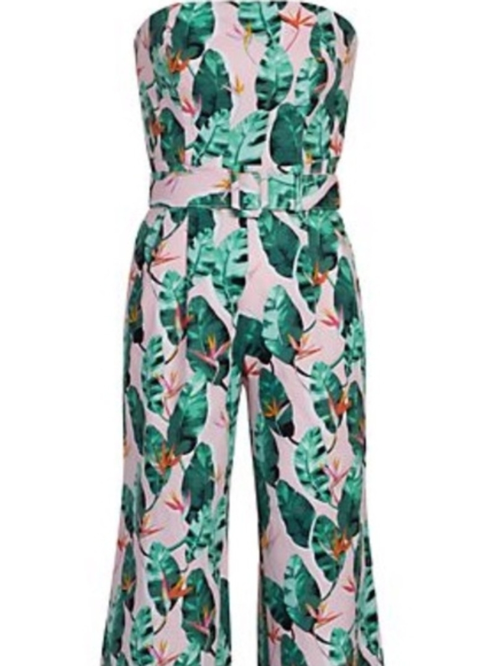 NY&Co Eva Mendes Glorya Jumpsuit Womens Size 14 Tropical Pink Belted Lined